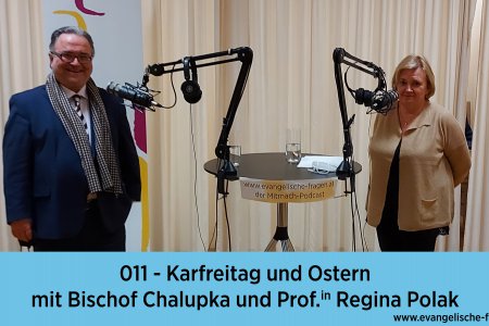 Bischof Michael Chalupka und Prof. Dr. Regina Polak​ im H3 Podcaststudio