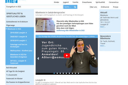 Screenshot von https://www.erzbistum-muenchen.de/spiritualitaet/evangelium-in-dgs