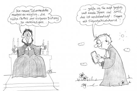 Humor aus sicherer Entfernung: Pfarrer und Cartoonist Siegfried Kolck-Thudt analysiert die Coronakrise mit scharfer Feder. Foto: Siegfried Kolck-Thudt Humor aus sicherer Entfernung: Pfarrer und Cartoonist Siegfried Kolck-Thudt analysiert die Coronakrise mit scharfer Feder. Foto: Siegfried Kolck-Thudt