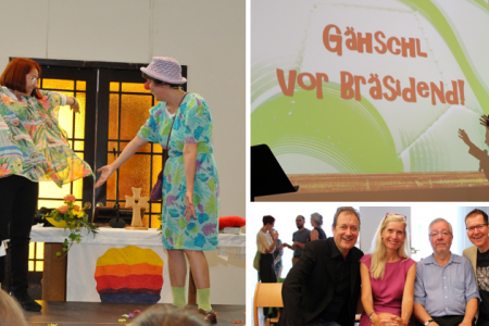 Pfarrerin Gabiele Lang-Czedik (links) und Pfarrer Harald Geschl (2. von rechts, unten) treten in den Ruhestand. Fotos: Beste/Schomaker