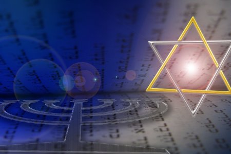 Die Evangelischen Kirchen feiern am 17. Jänner den „Tag des Judentums“. (c) Pixabay/Kai Stachowiak Die Grafik zeigt die Tora, einen Davidstern und einen siebenarmigen Leuchter.