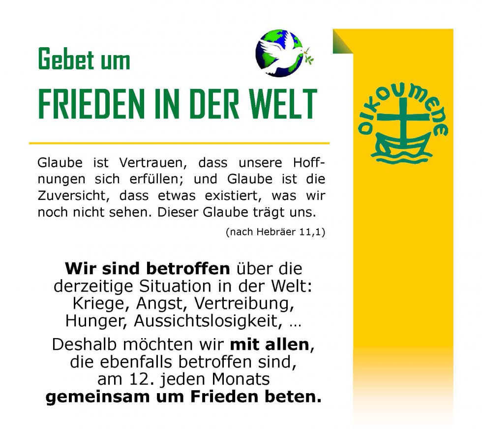 Ökumenisches Friedensgebet im 22. Bezirk - Bekenntniskirche Stadlau