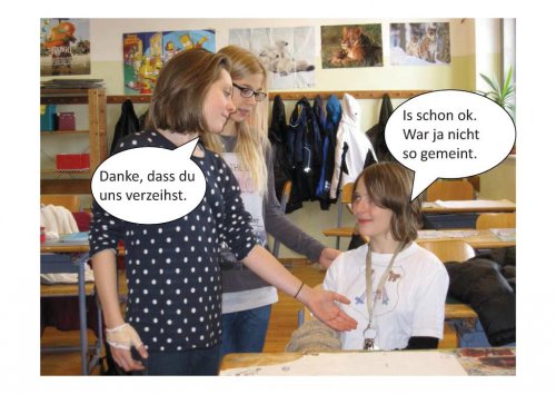 Spielszenen wurden unter dem Motto &quot;Nehmt einander an - baut Brücken!&quot; geschrieben, fotografiert und in Szene gesetzt.
