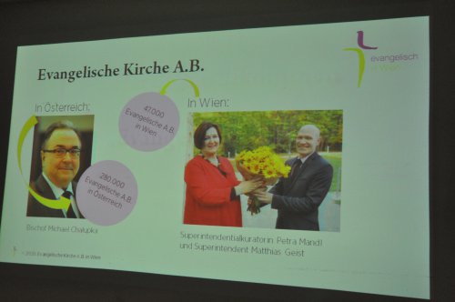 Informationen rund ums &quot;Evangelische Wien&quot; gaben Petra Mandl und Matthias Geist.