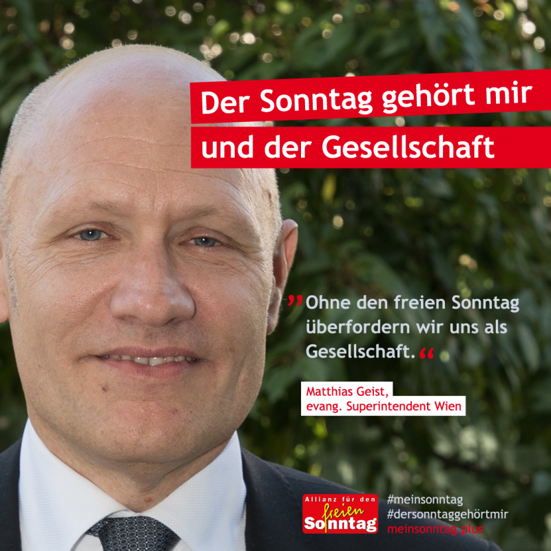 Anlässlich des Internationalen Tags des freien Sonntags am 3. März betont die Allianz für den freien Sonntag Österreich die gemeinschaftsbildende Bedeutung des arbeitsfreien Sonntags. Anlässlich des Internationalen Tags des freien Sonntags am 3. März betont die Allianz für den freien Sonntag Österreich die gemeinschaftsbildende Bedeutung des arbeitsfreien Sonntags.