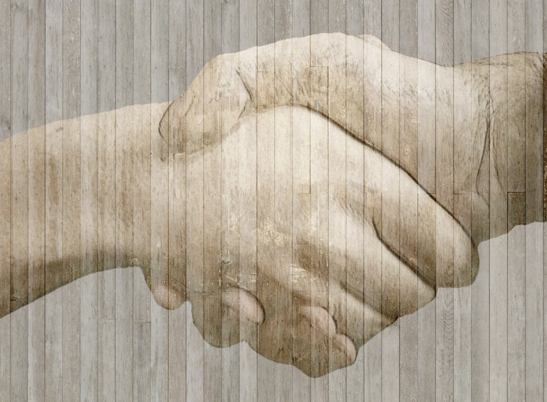 Europa muss weiterhin zusammenstehen, fordert Bischof Bünker. (c) Pixabay/Gaby Stein Handschlag, gezeichnet
