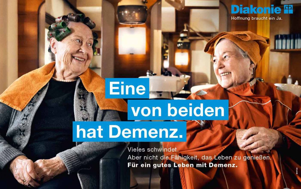 "Eine von beiden hat Demenz" - ein neues Bild der Krankheit will die Diakonie in ihrer Infokampagne vermitteln. Foto: Diakonie "Eine von beiden hat Demenz" - ein neues Bild der Krankheit will die Diakonie in ihrer Infokampagne vermitteln. Foto: Diakonie