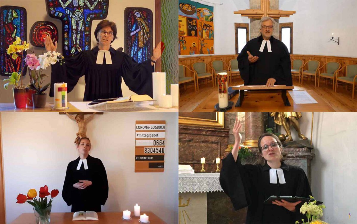 68 Mittagsgebete sind seit Mitte März in vielen verschiedenen österrechischen Kirchen vom Vorarlberg bis ins Burgenland entstanden. Foto: YouTube/epd