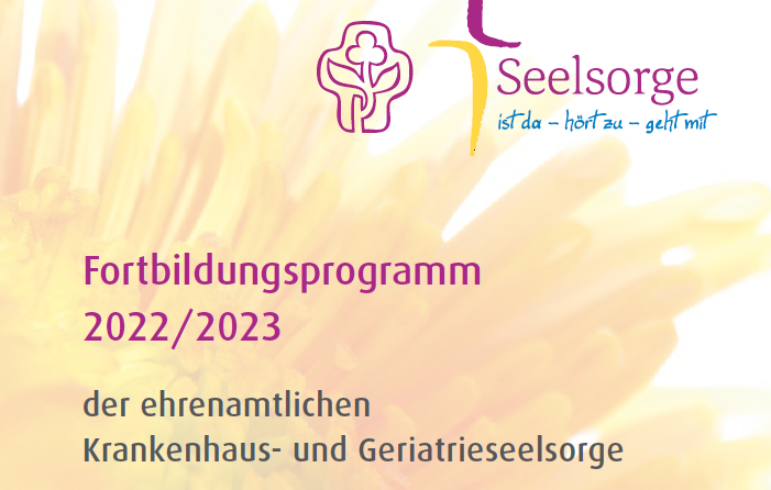 Das neue Fortbildungsprogramm für ehrenamtliche Mitarbeiterinnen und Mitarbeiter in der Seelsorge. (Schriftzug des Folders)