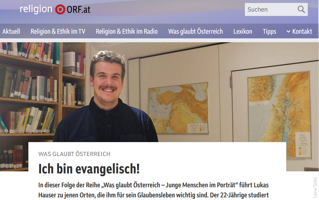 Lukas Hauser spricht im ORF-Podcast über sein Evangelsich-Sein. Foto: Screenshot/Religion.ORF.at//Portrait: Ronja A. Pfau Lukas Hauser spricht im ORF-Podcast über sein Evangelsich-Sein. Foto: Screenshot/Religion.ORF.at//Portrait: Ronja A. Pfau