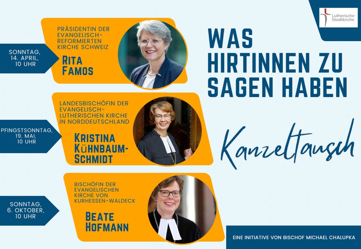 Drei kirchenleitende Frauen aus der Schweiz und Deutschland werden in Wien zu Gast sein. (Foto: Stadtkirche / Montage: epd/Bruckner) Drei kirchenleitende Frauen aus der Schweiz und Deutschland werden in Wien zu Gast sein. (Foto: Stadtkirche / Montage: epd/Bruckner)
