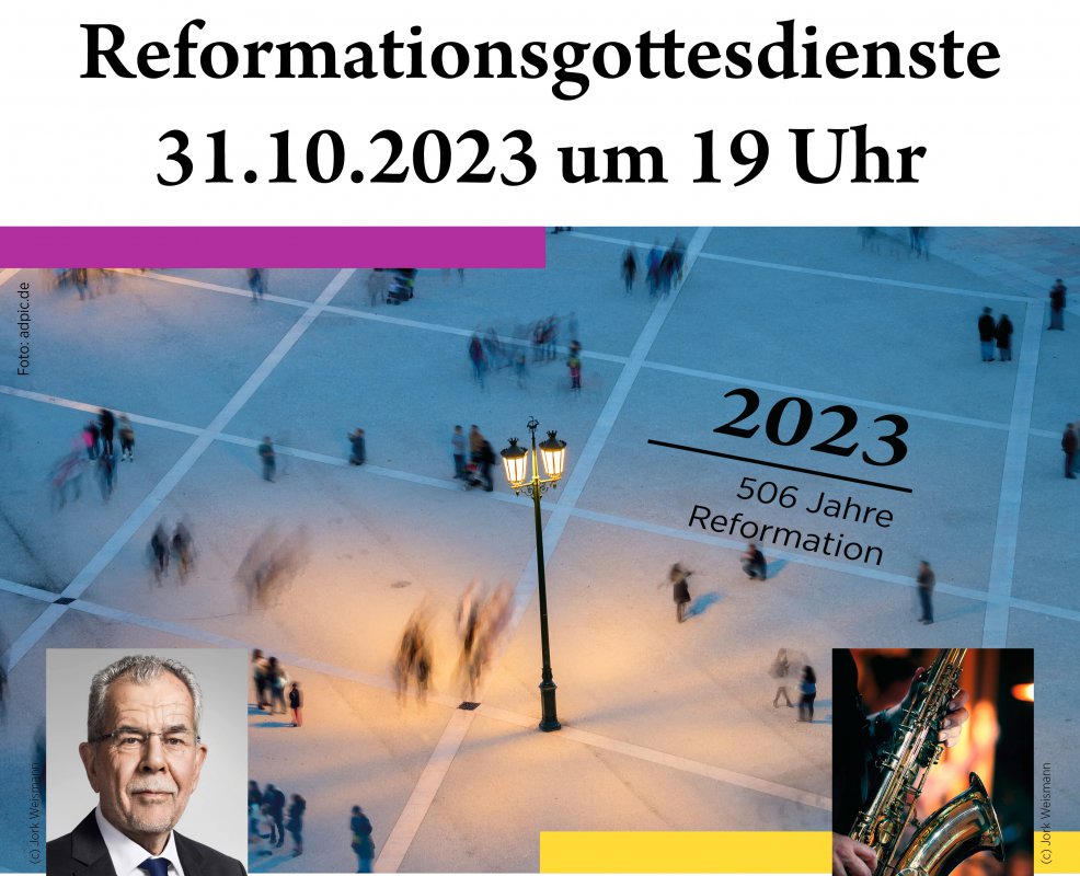 Am Abend des 31.10. gibt es einen Gospel-Gottesdienst im 14. Bezirk, und einen Gottesdienst mit Alexander van der Bellen im 1. Bezirk. Am Abend des 31.10. gibt es einen Gospel-Gottesdienst im 14. Bezirk, und einen Gottesdienst mit Alexander van der Bellen im 1. Bezirk.