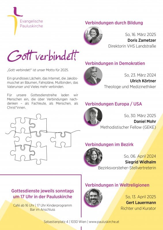 Plakat der Predigtreihe Gott verbindet Plakat der Predigtreihe Gott verbindet